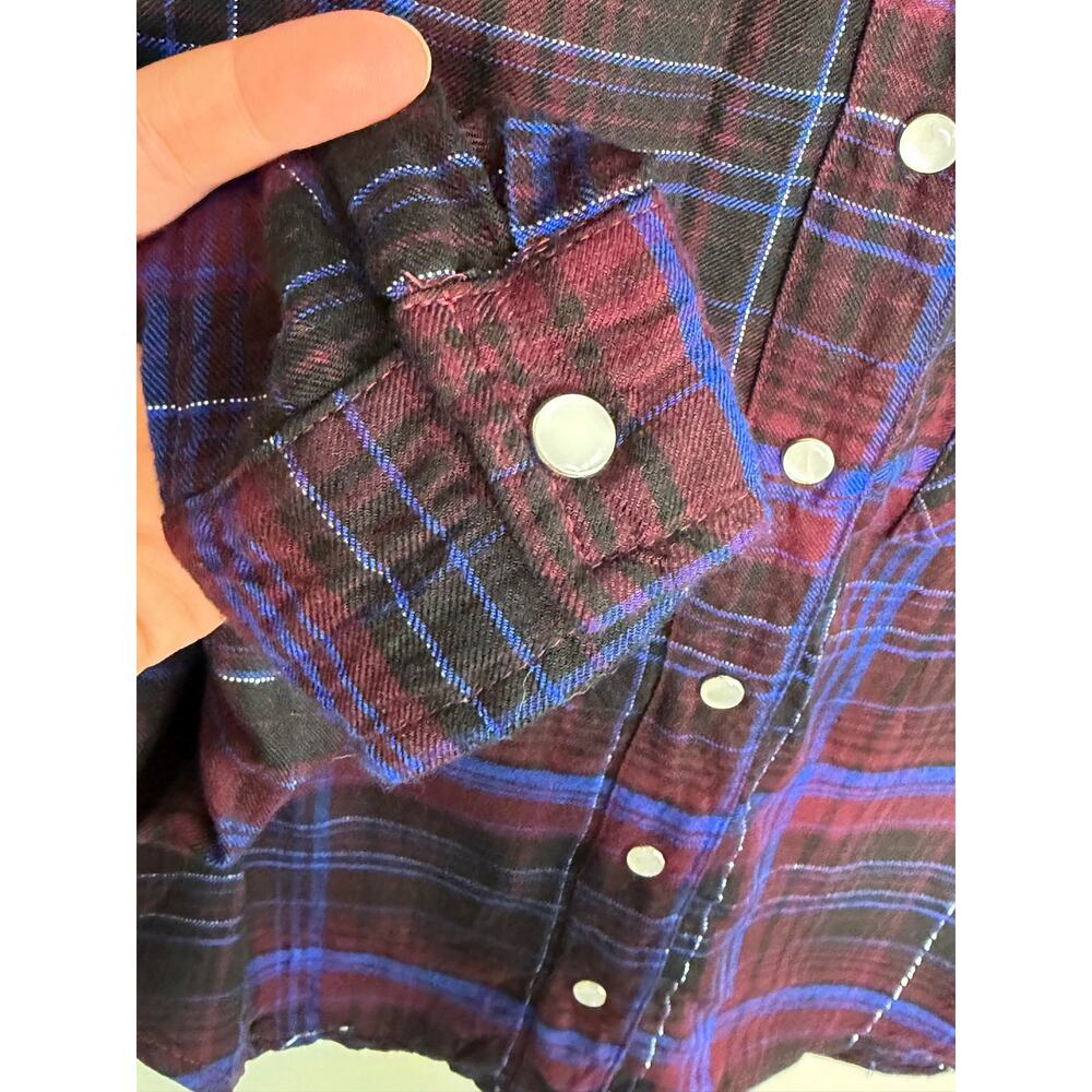 Evereve Plaid Long Sleeve Button-Down Flannel Shirt Multi Women's Size Small - Picture 5 of 10